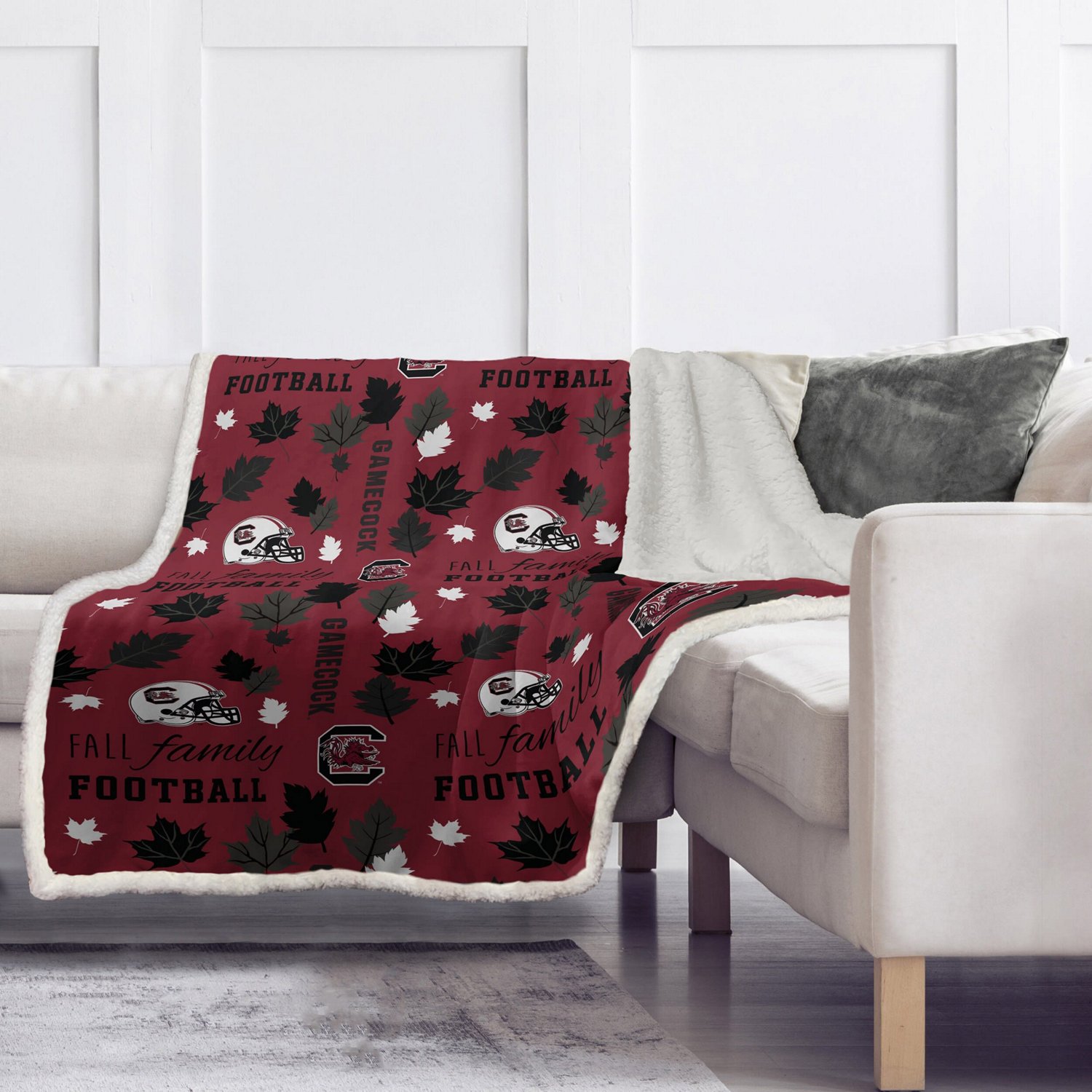 Pegasus South Carolina Gamecocks 60" x 70" Fall Family  Football Flannel Fleece Sherpa Blanket - view number 3